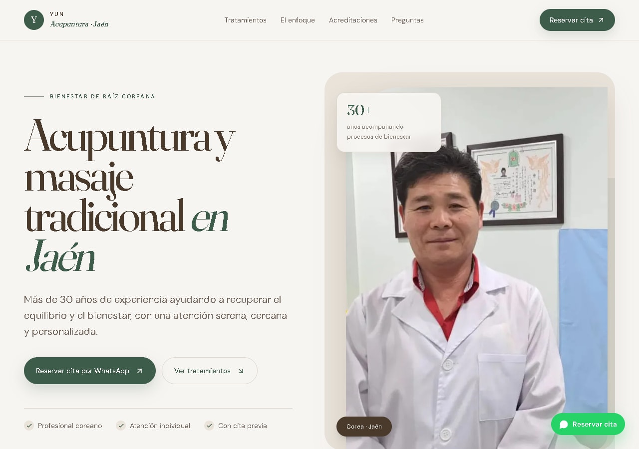 Web real creada para Acupuntura Yun