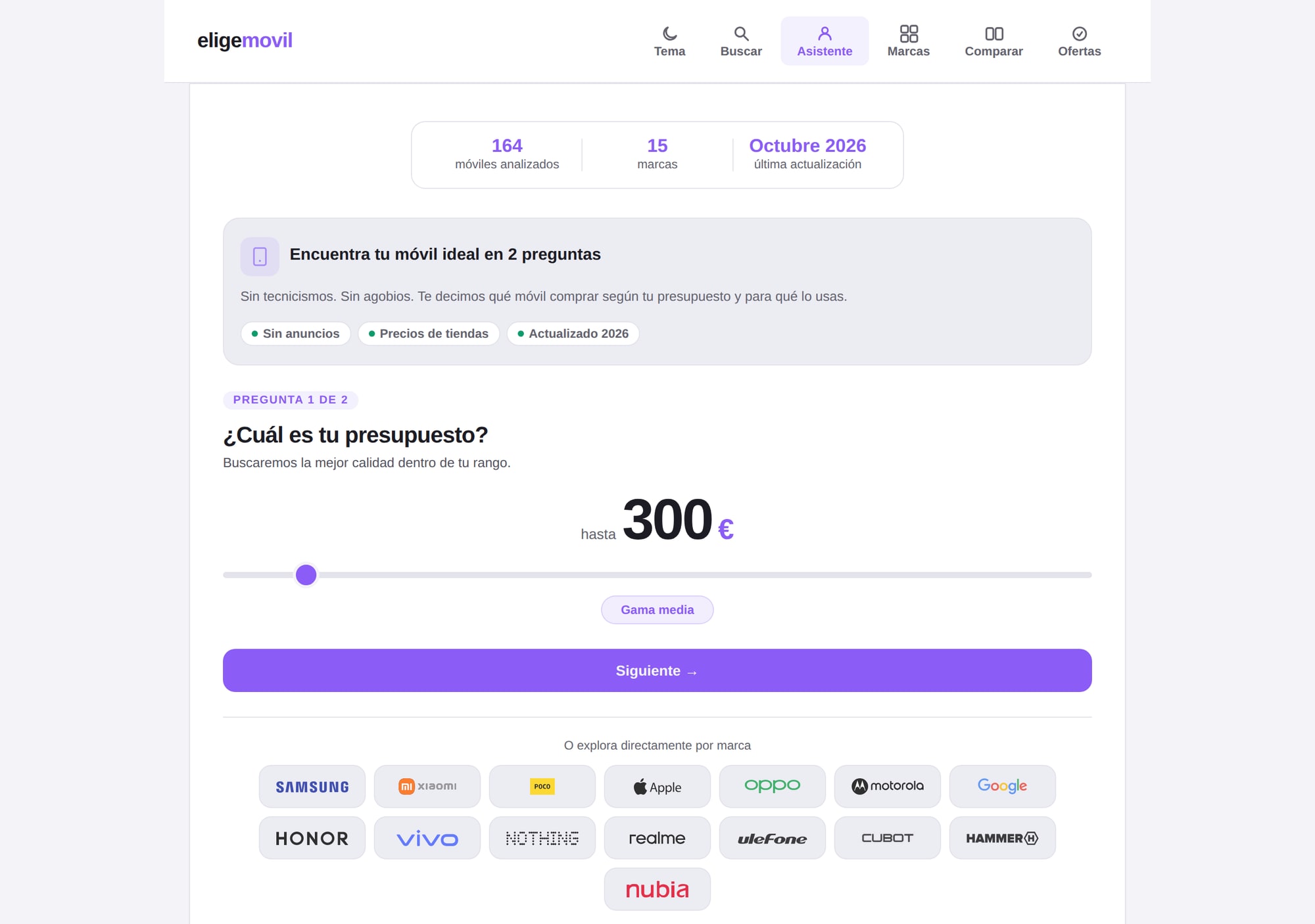 Web real diseñada para EligeMóvil
