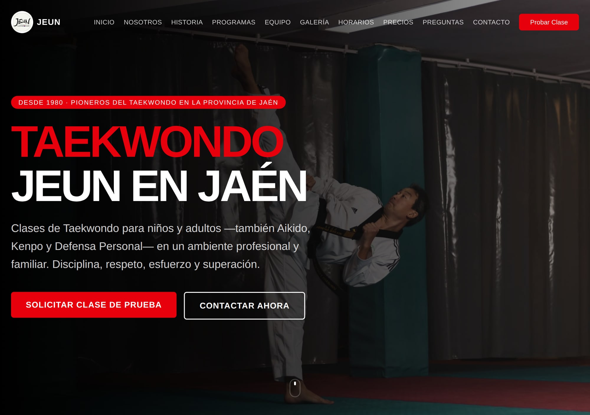 Web real diseñada para Escuela Taekwondo Jeun