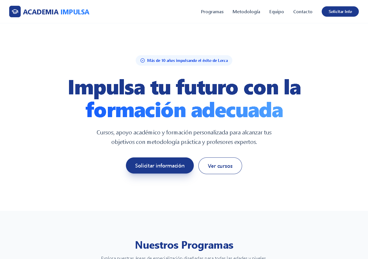 Diseño web de ejemplo para centro de estudios y formación online